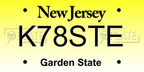 K78STE New Jersey License Plate