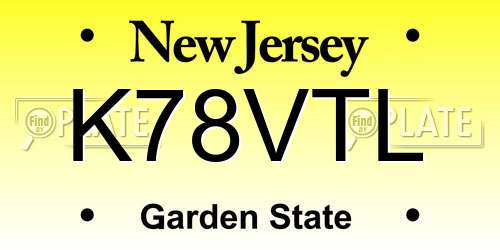 K78VTL New Jersey License Plate