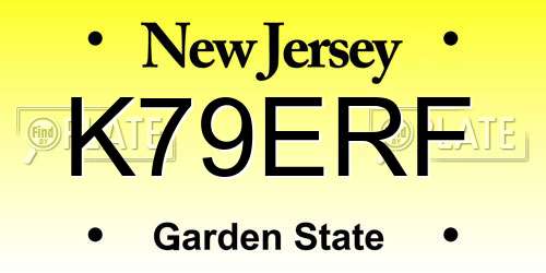 K79ERF New Jersey License Plate