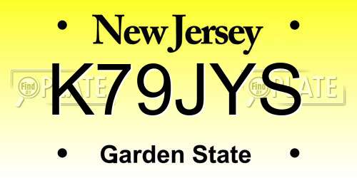 K79JYS New Jersey License Plate