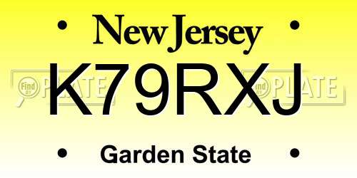 K79RXJ New Jersey License Plate