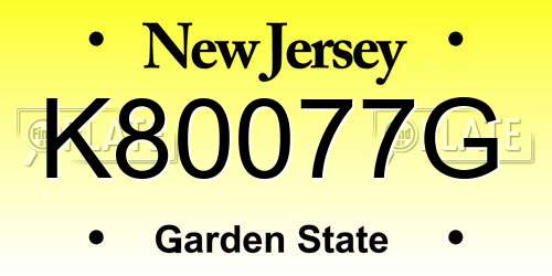 K80077G New Jersey License Plate