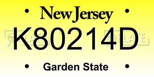 K80214D New Jersey License Plate