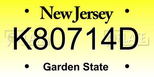 K80714D New Jersey License Plate