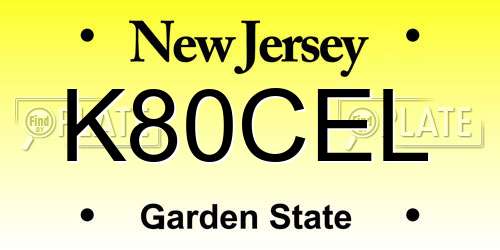 K80CEL New Jersey License Plate