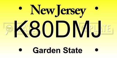 K80DMJ New Jersey License Plate