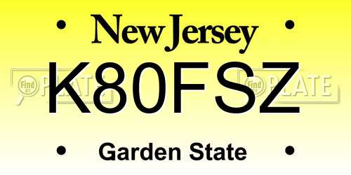 K80FSZ New Jersey License Plate