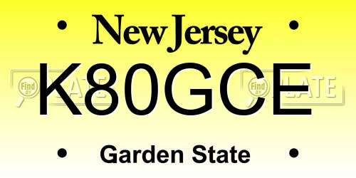 K80GCE New Jersey License Plate