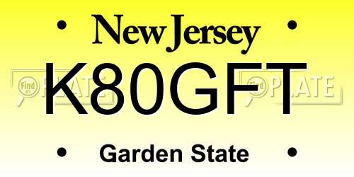 K80GFT New Jersey License Plate