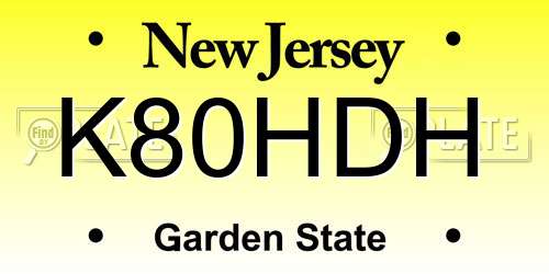 K80HDH New Jersey License Plate