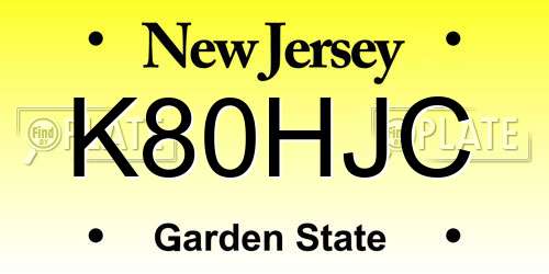 K80HJC New Jersey License Plate