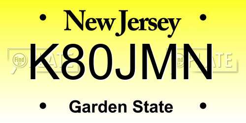 K80JMN New Jersey License Plate