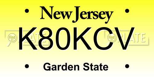 K80KCV New Jersey License Plate