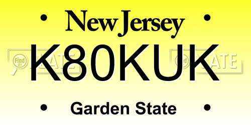 K80KUK New Jersey License Plate