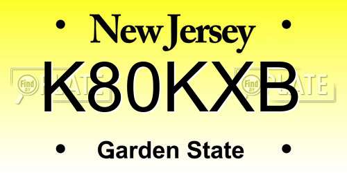K80KXB New Jersey License Plate