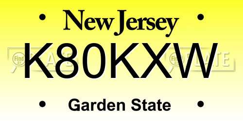 K80KXW New Jersey License Plate
