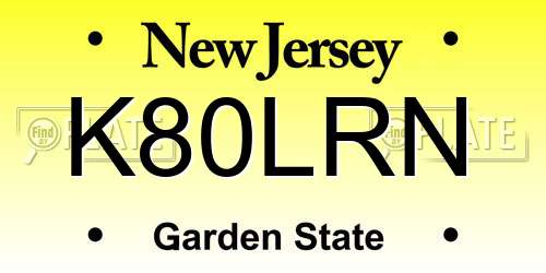 K80LRN New Jersey License Plate