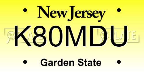K80MDU New Jersey License Plate