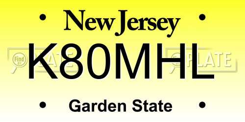K80MHL New Jersey License Plate