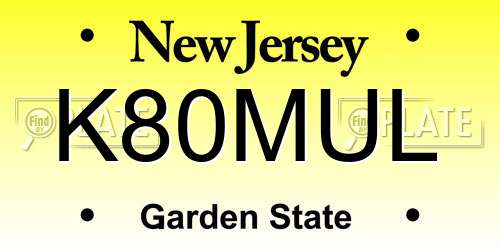 K80MUL New Jersey License Plate