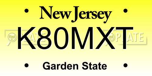 K80MXT New Jersey License Plate