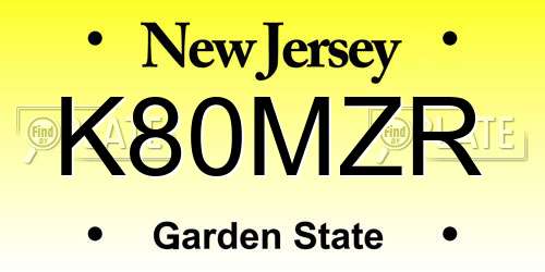 K80MZR New Jersey License Plate