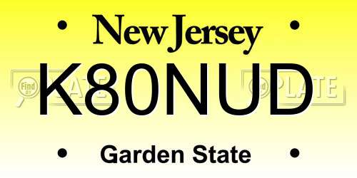 K80NUD New Jersey License Plate