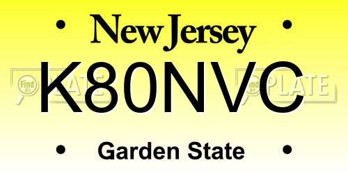 K80NVC New Jersey License Plate