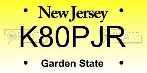 K80PJR New Jersey License Plate
