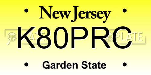K80PRC New Jersey License Plate