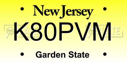 K80PVM New Jersey License Plate