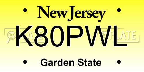 K80PWL New Jersey License Plate