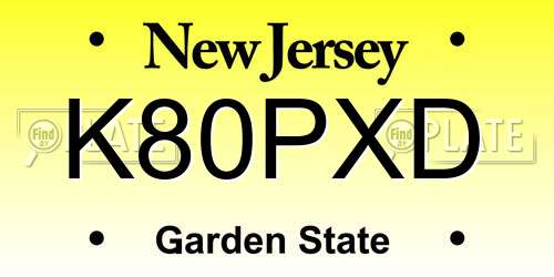 K80PXD New Jersey License Plate