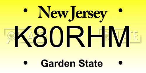 K80RHM New Jersey License Plate