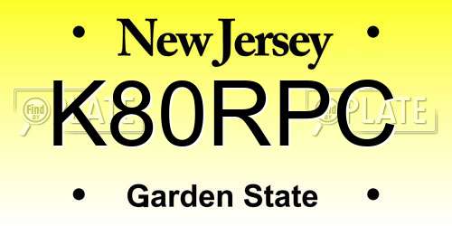 K80RPC New Jersey License Plate