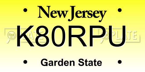 K80RPU New Jersey License Plate