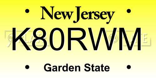 K80RWM New Jersey License Plate