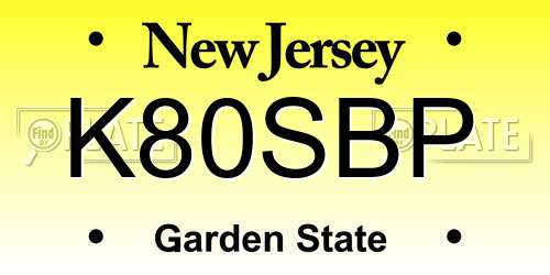K80SBP New Jersey License Plate