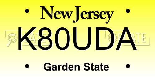 K80UDA New Jersey License Plate
