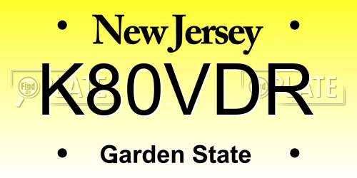 K80VDR New Jersey License Plate