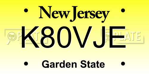 K80VJE New Jersey License Plate