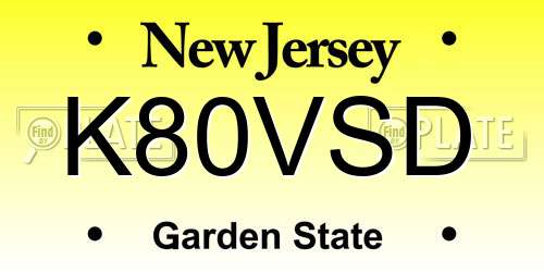 K80VSD New Jersey License Plate