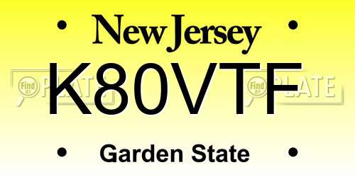 K80VTF New Jersey License Plate