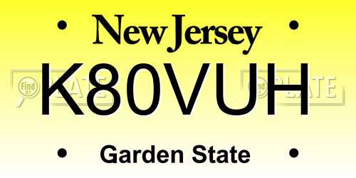 K80VUH New Jersey License Plate