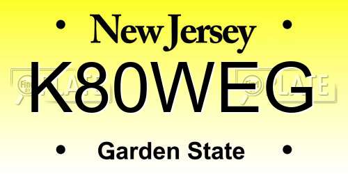 K80WEG New Jersey License Plate