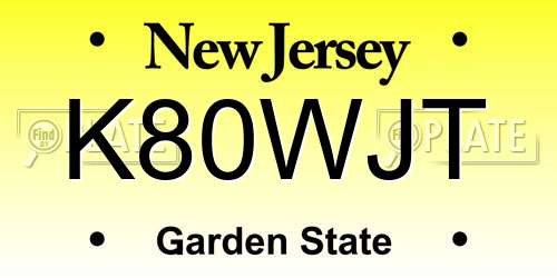 K80WJT New Jersey License Plate