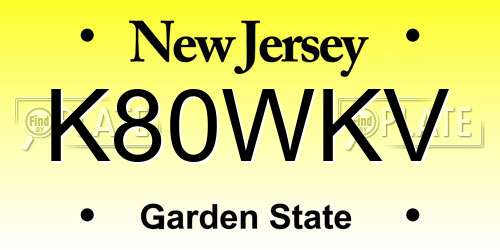 K80WKV New Jersey License Plate