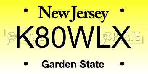 K80WLX New Jersey License Plate
