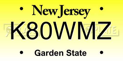 K80WMZ New Jersey License Plate