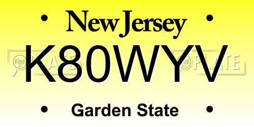 K80WYV New Jersey License Plate